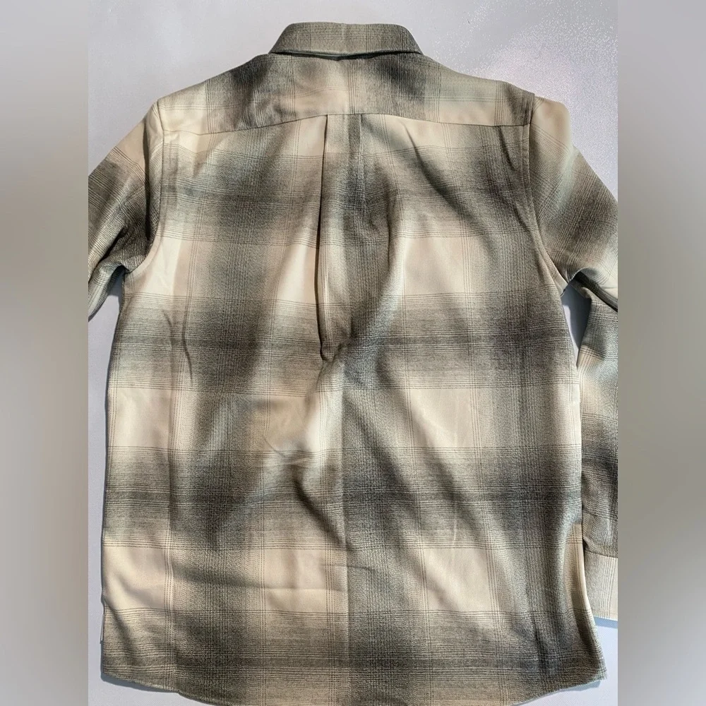 NEW Size S Mens Rowm Long Sleeve Button Down Shirt Polyester Blend Beige $80